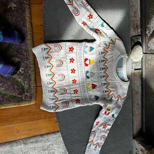 Hanna Andersson Elves Gray and Cream cotton Knit Sweater size 150 cm US 12